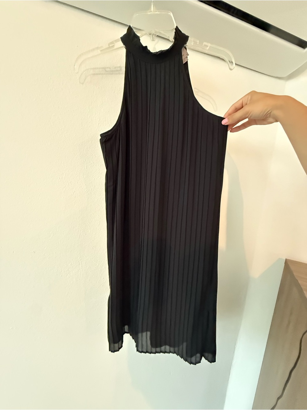 Vero Moda Black Pleated High-Neck Midi Dress